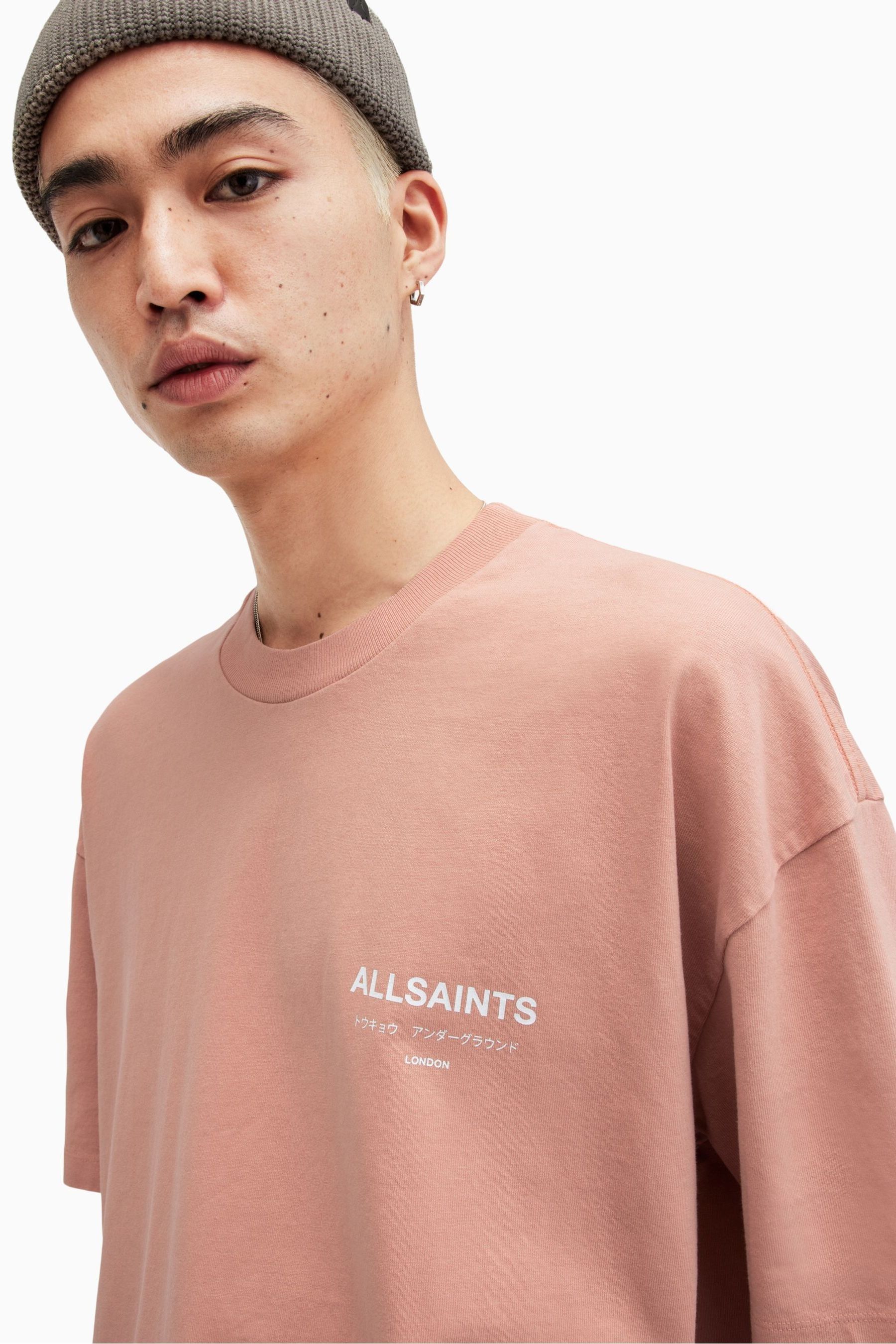 Buy AllSaints Pink 100 Cotton Underground Crew T Shirt from the Next UK online shop