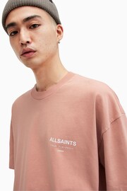 AllSaints Pink Underground Crew T-Shirt - Image 5 of 6