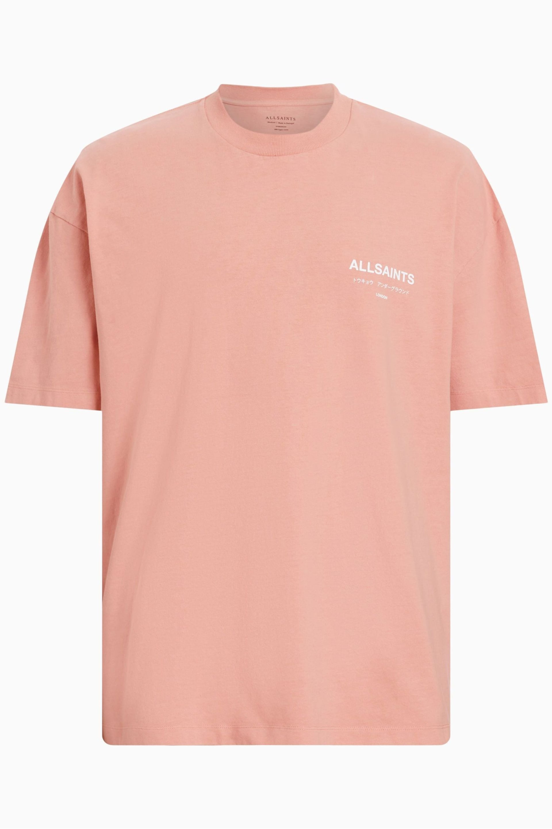 AllSaints Pink Underground Crew T-Shirt - Image 6 of 6