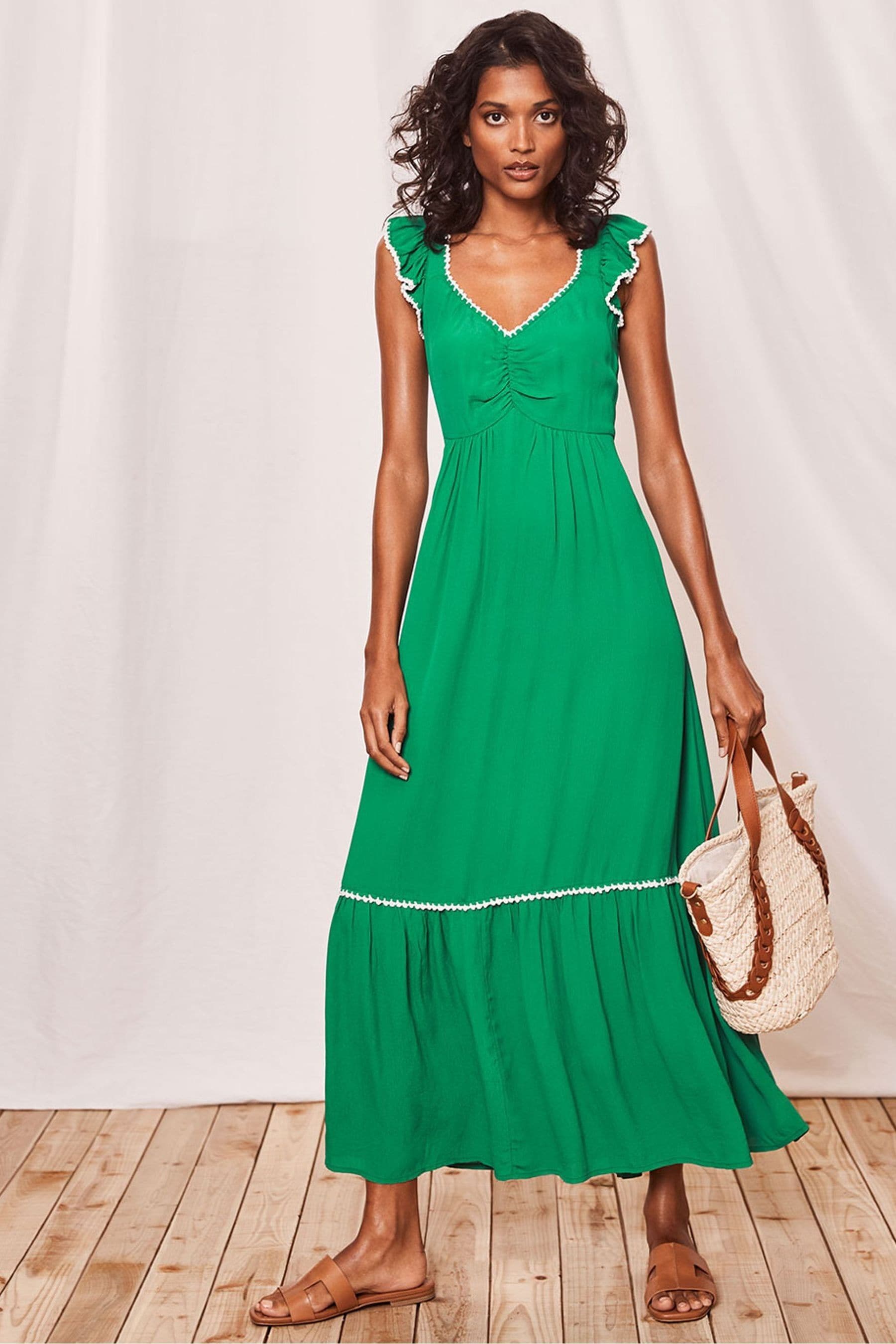 Buy Mint Velvet Green Crochet Maxi Dress from Next Luxembourg