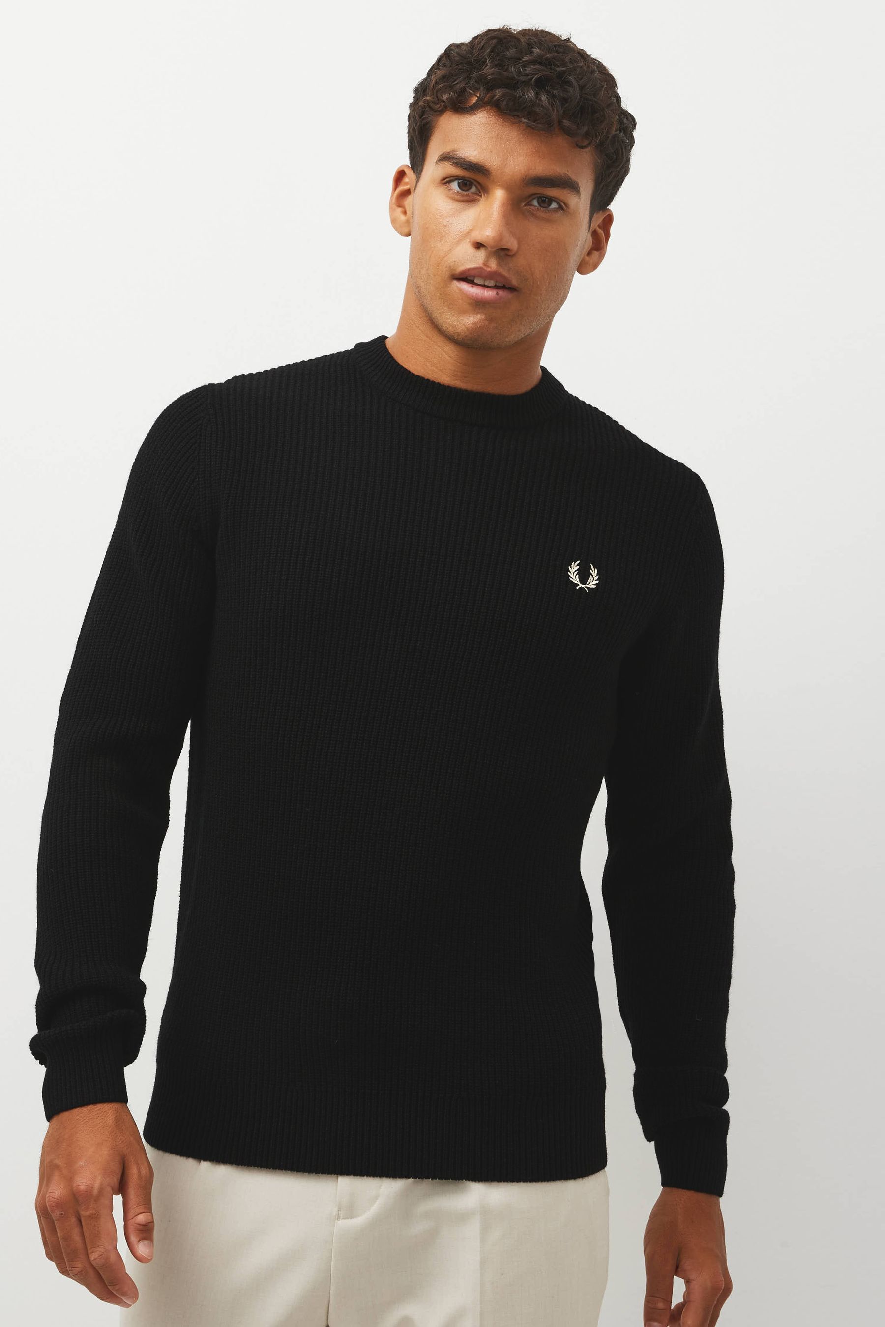 Fred perry textured deals crew neck jumper
