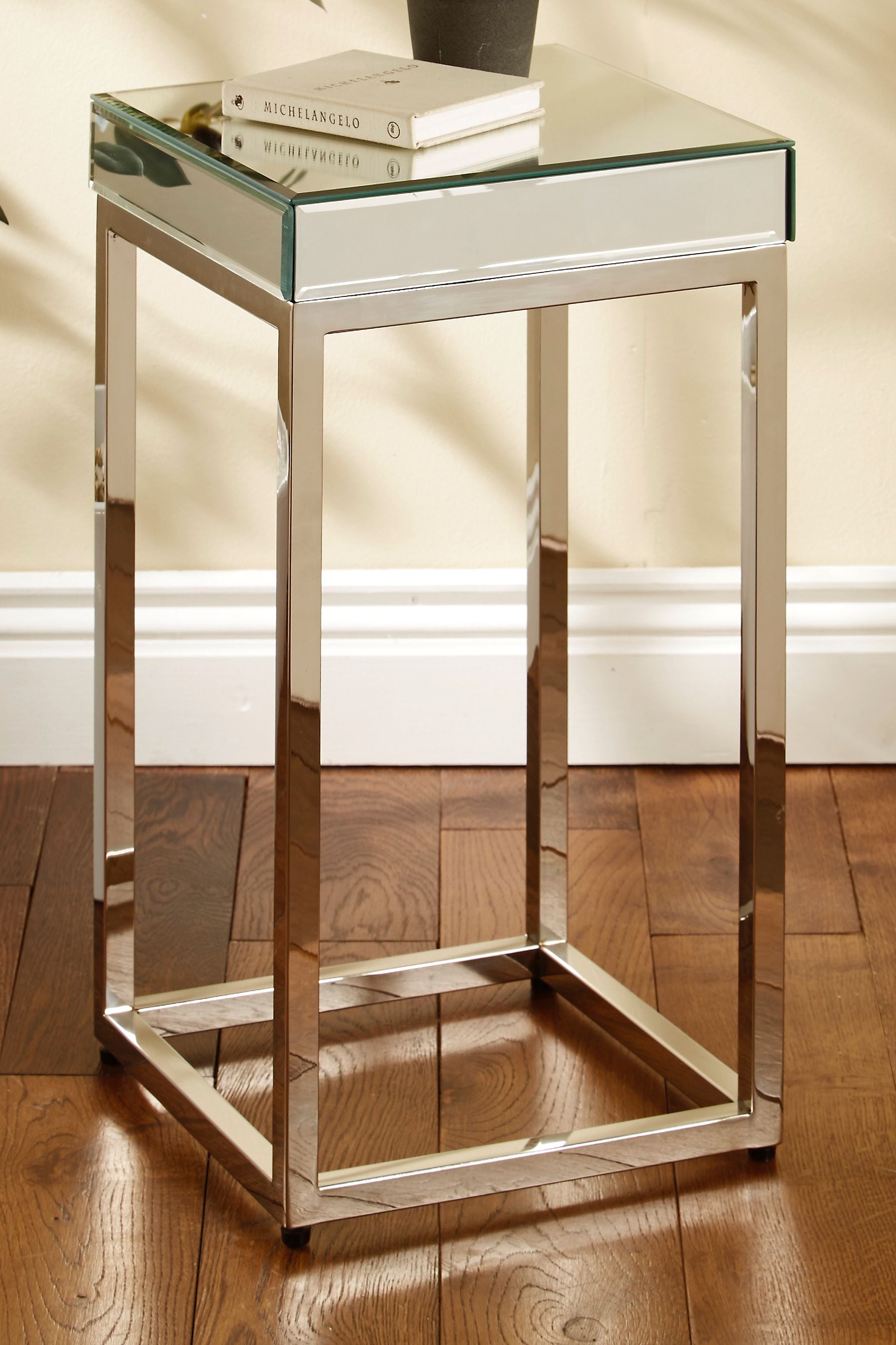 Silver and glass side clearance table