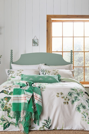 Joules White Lakeside Floral Duvet Cover and Pillowcase Set