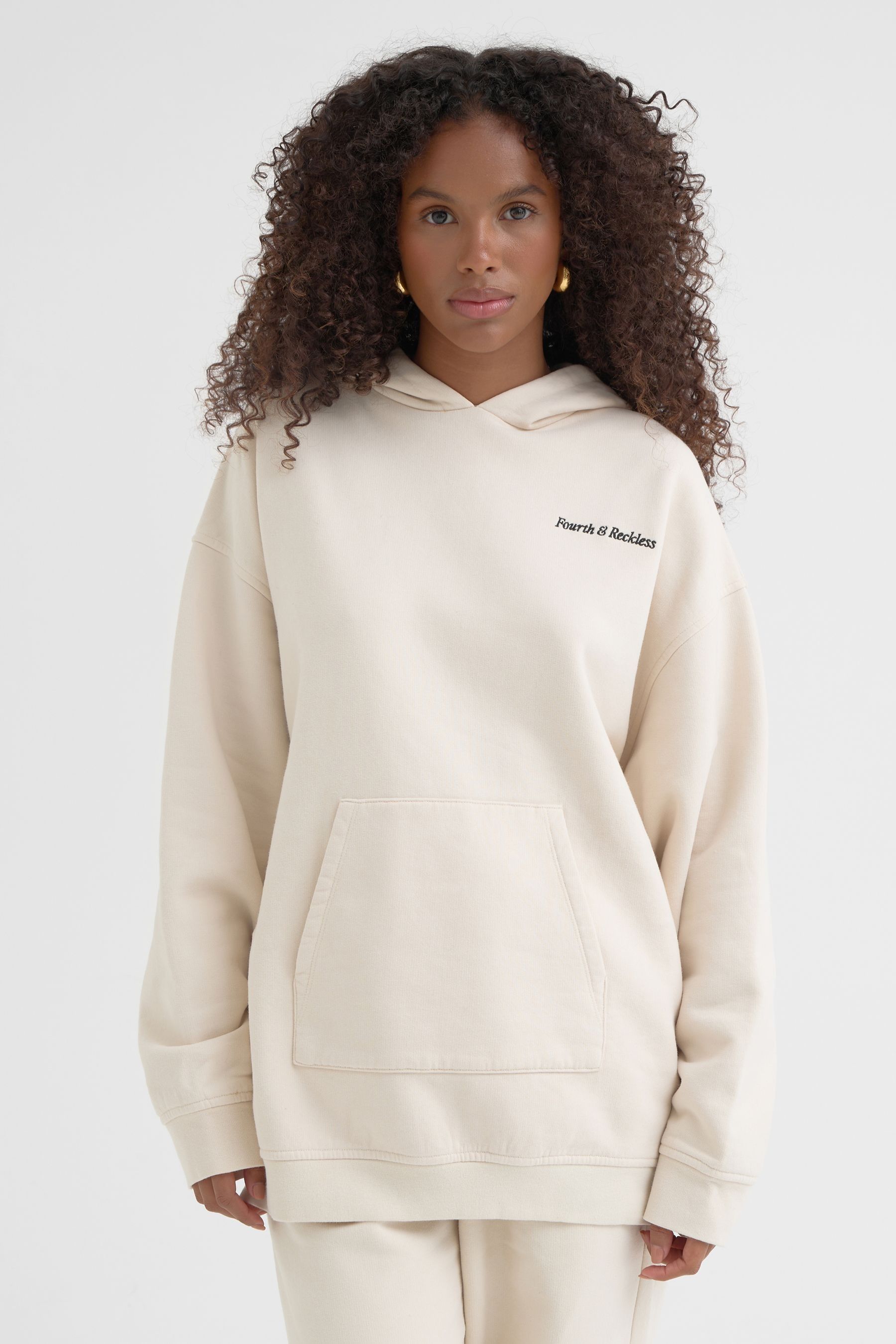 Buy 4th Reckless Cream Oversized Seren 100 Cotton Fourth Branded Hoodie from the Next UK online shop