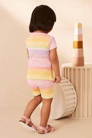Rainbow Ribbed Short Sleeve T-Shirt and Cycle Shorts Set (3mths-7yrs) - Image 2 of 5