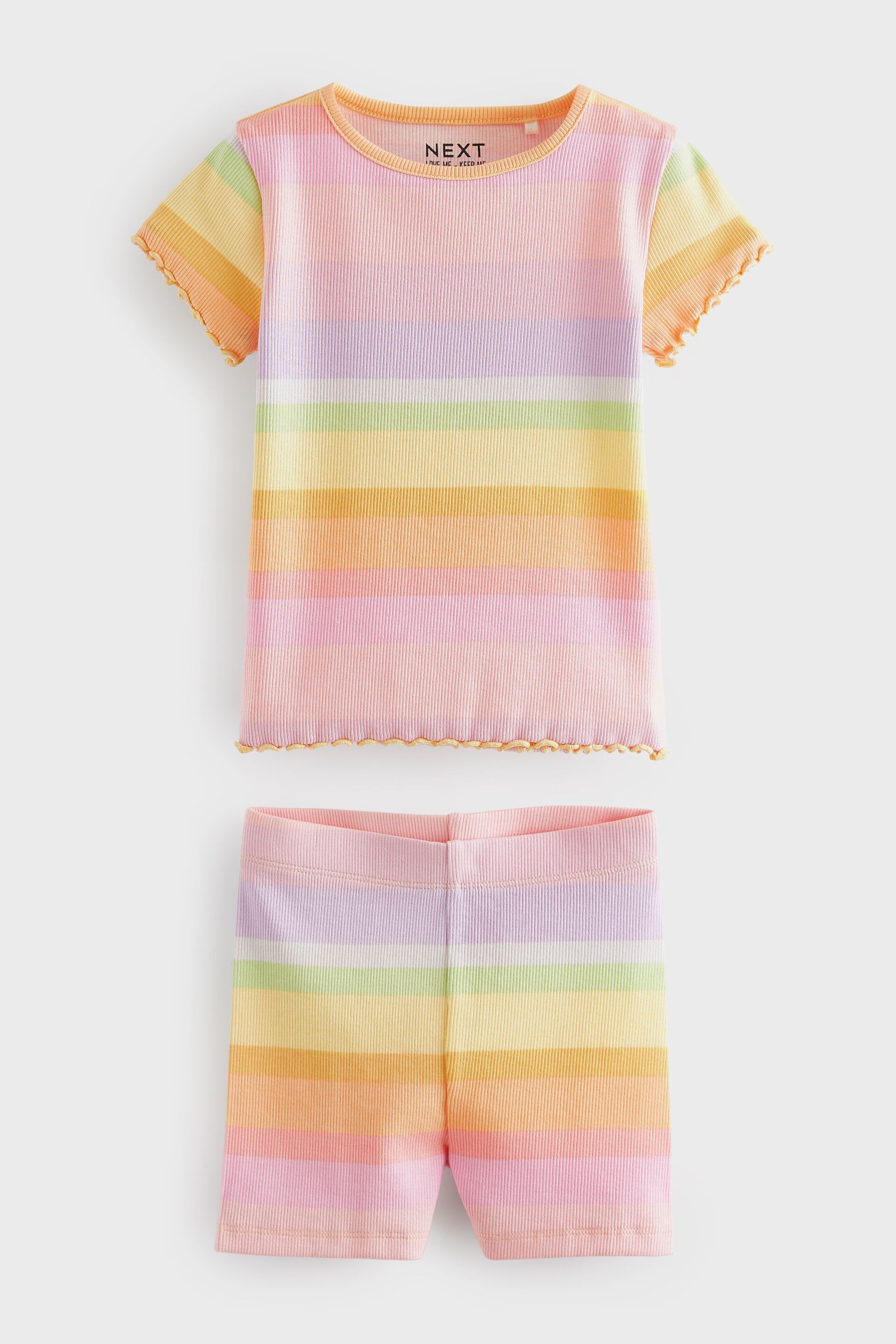 Rainbow Ribbed Short Sleeve T-Shirt and Cycle Shorts Set (3mths-7yrs) - Image 4 of 5