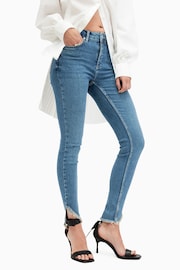 AllSaints Blue Dax Asymmetric Hem Jeans - Image 3 of 6