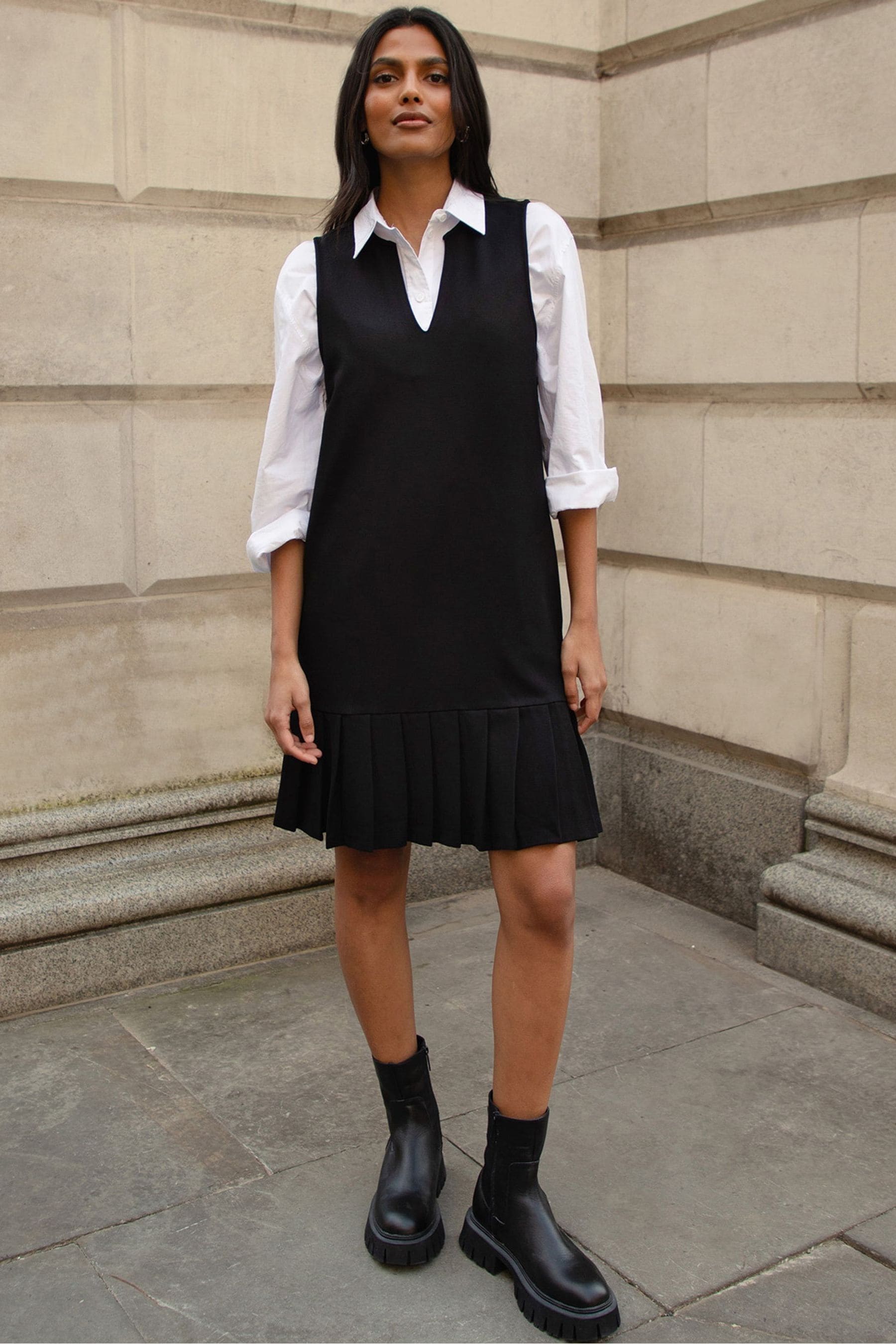 Next black pinafore dress cheap