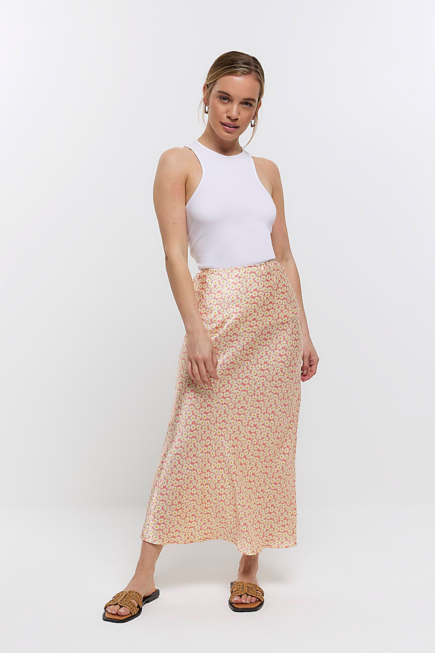 Buy River Island Pink Petite Floral Easy Bias Maxi Skirt from Next Luxembourg