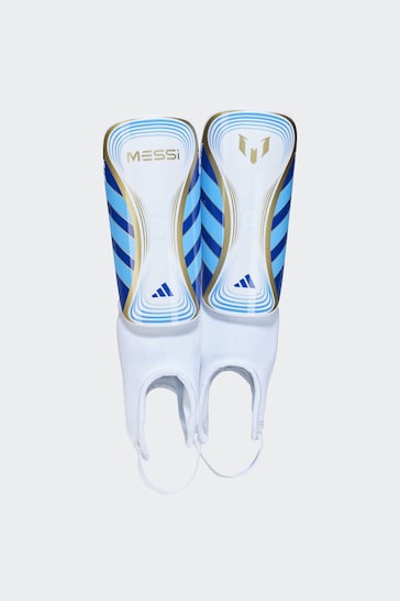 adidas White/Blue Performance Messi Match Shin Guards