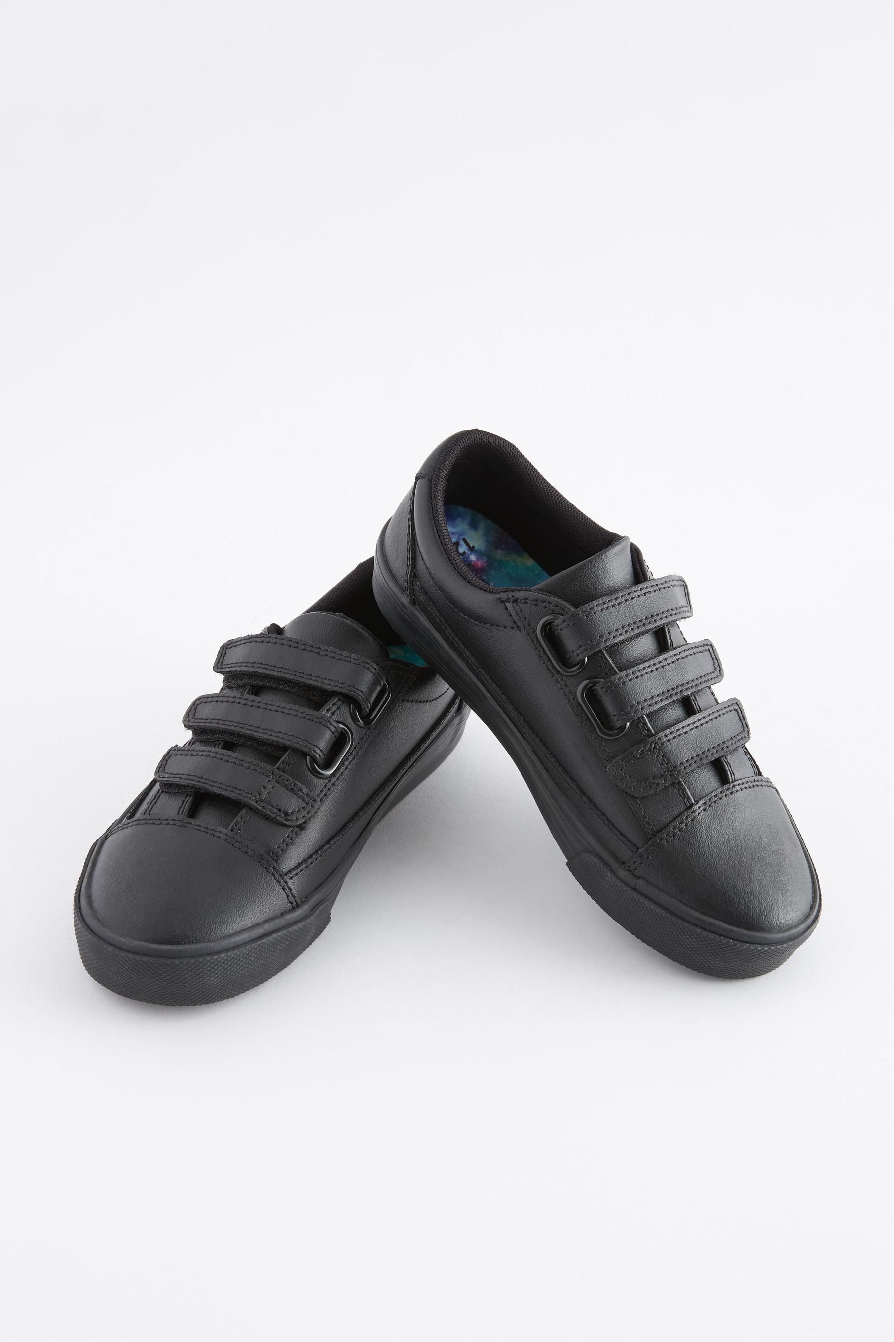 NEXT Black Wide Fit G Leather Triple Strap School Shoes uk12eu305 Childrens