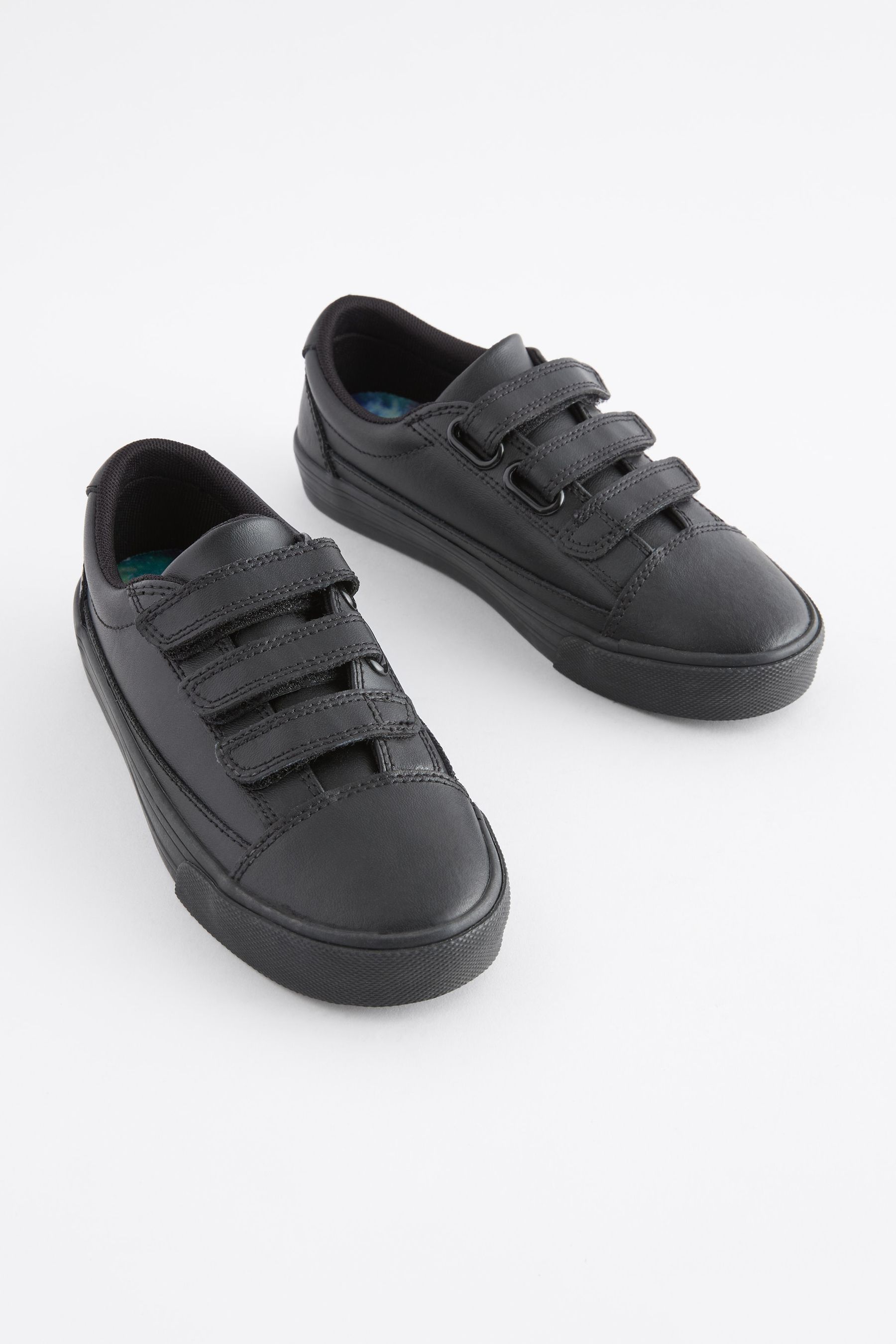 Buy Black Wide Fit G Leather Triple Strap School Shoes from Next Oman