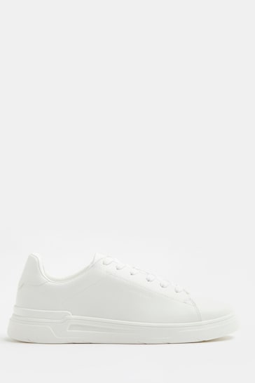 River Island White Lace Up Cupsole Trainers