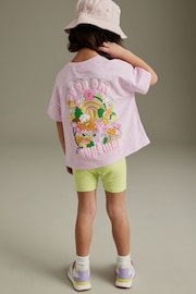Pink/Green Character Short Sleeve Top and Shorts Set (3mths-7yrs) - Image 3 of 7