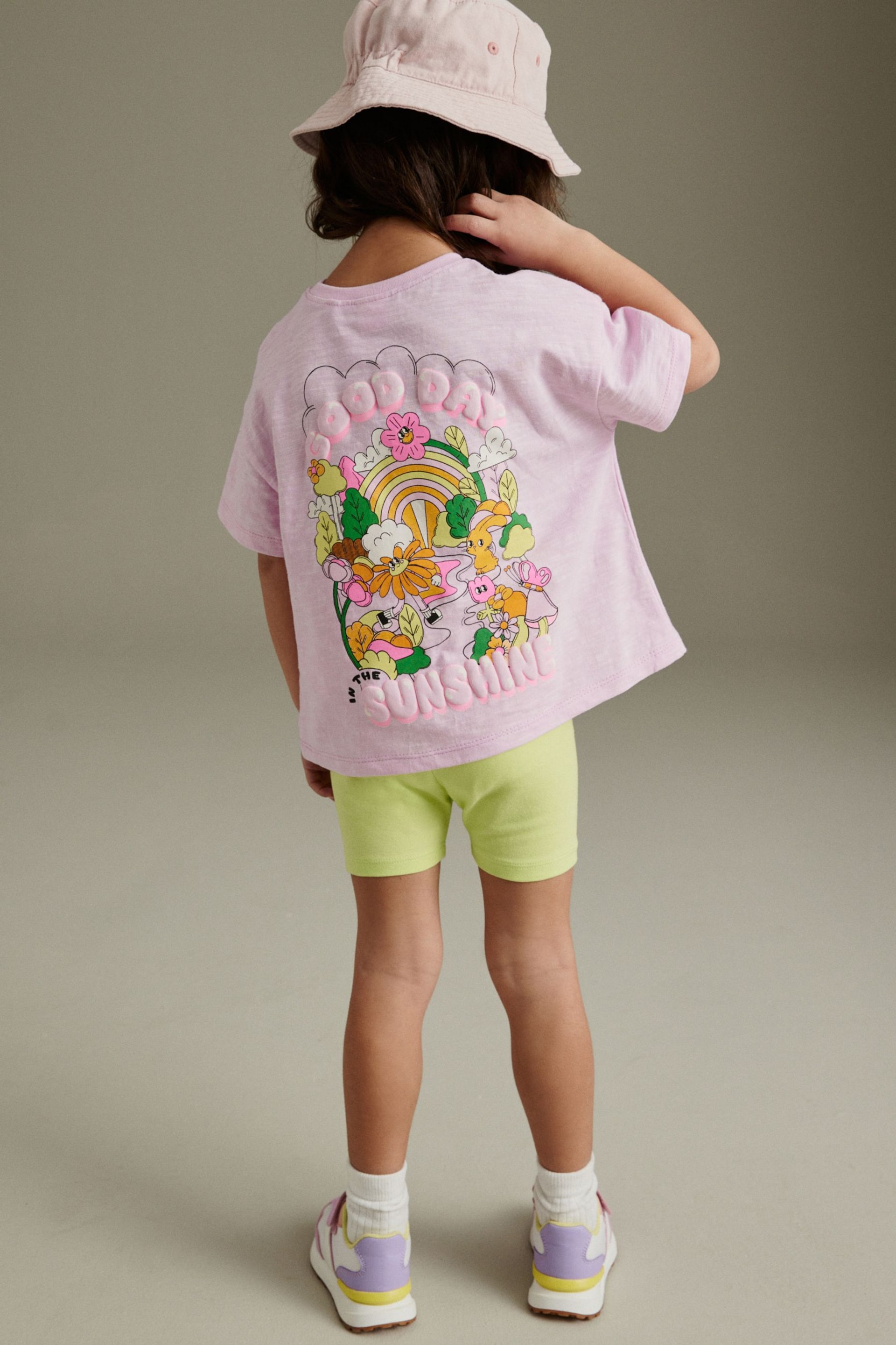 Pink/Green Character Short Sleeve Top and Shorts Set (3mths-7yrs) - Image 3 of 7