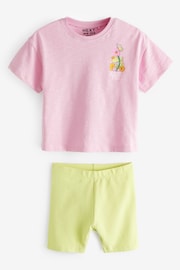 Pink/Green Character Short Sleeve Top and Shorts Set (3mths-7yrs) - Image 5 of 7