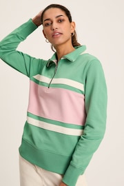 Joules Tadley Green & Pink Quarter Zip Sweatshirt - Image 4 of 7