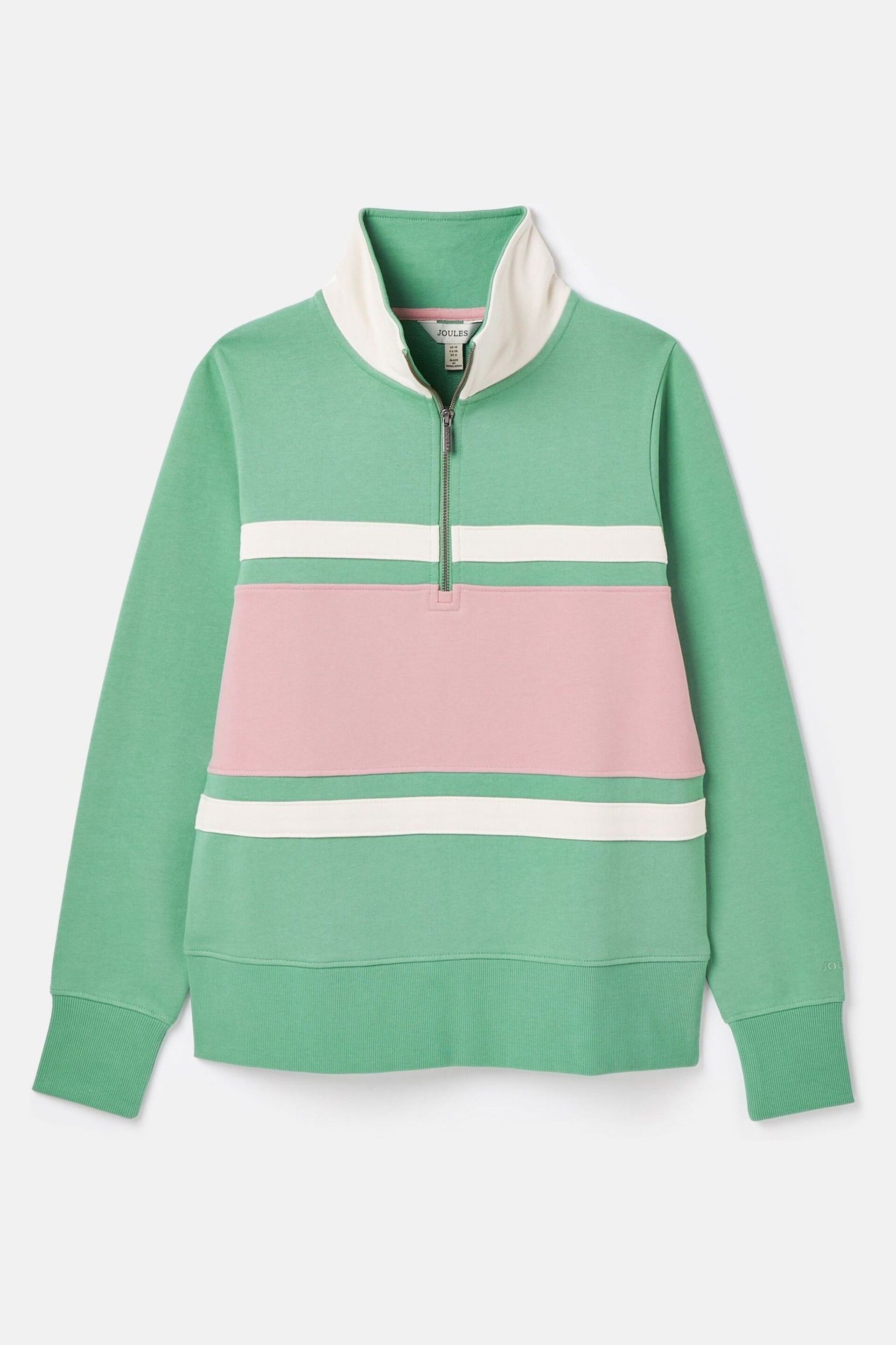 Joules Tadley Green & Pink Quarter Zip Sweatshirt - Image 7 of 7