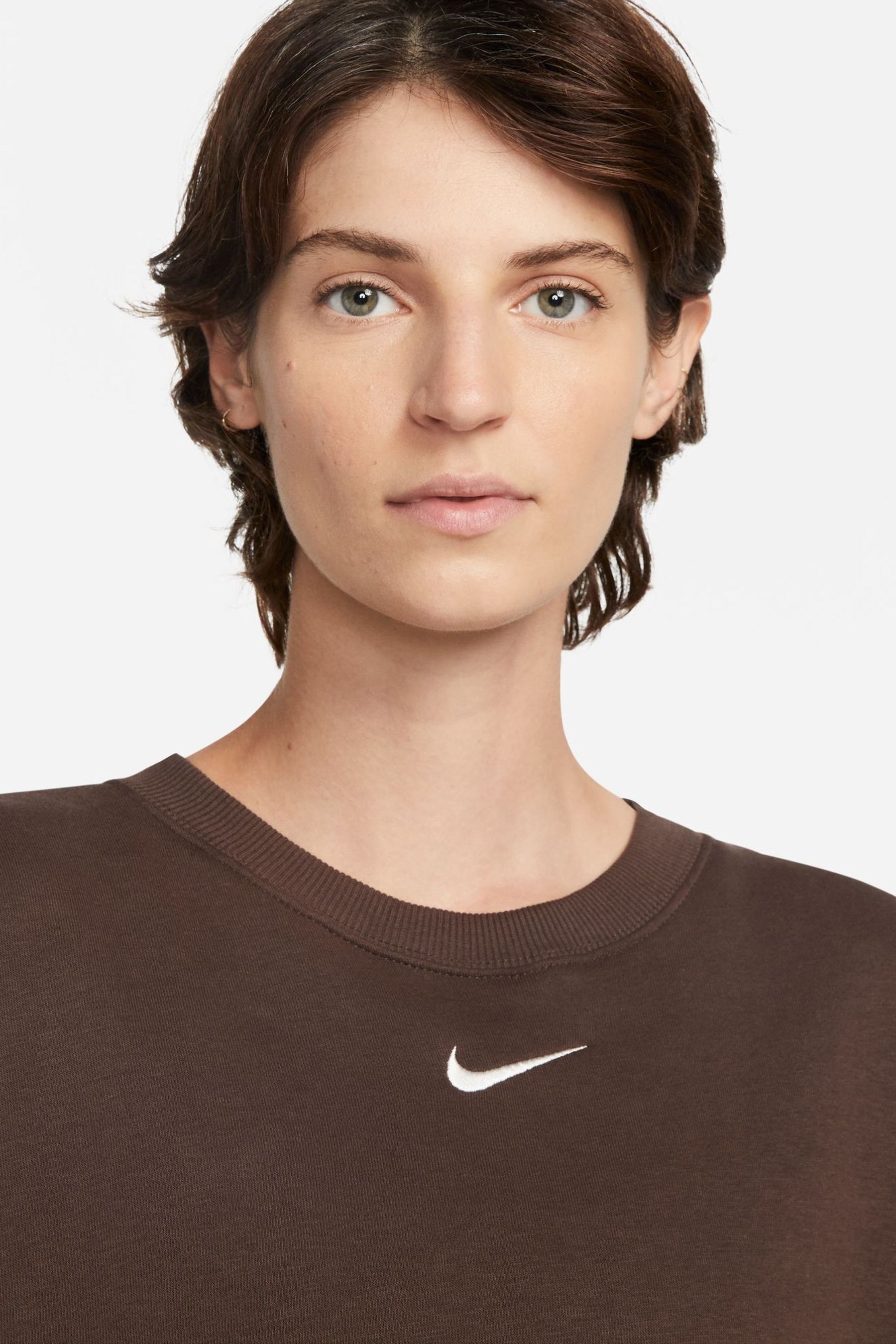 Buy Nike Brown Mini Swoosh Oversized Crew Sweatshirt from Next Luxembourg