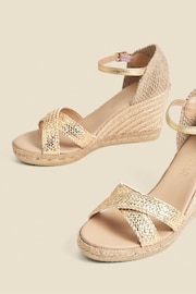 Sosandar Gold Ankle Strap High Wedges Espadrilles - Image 3 of 3