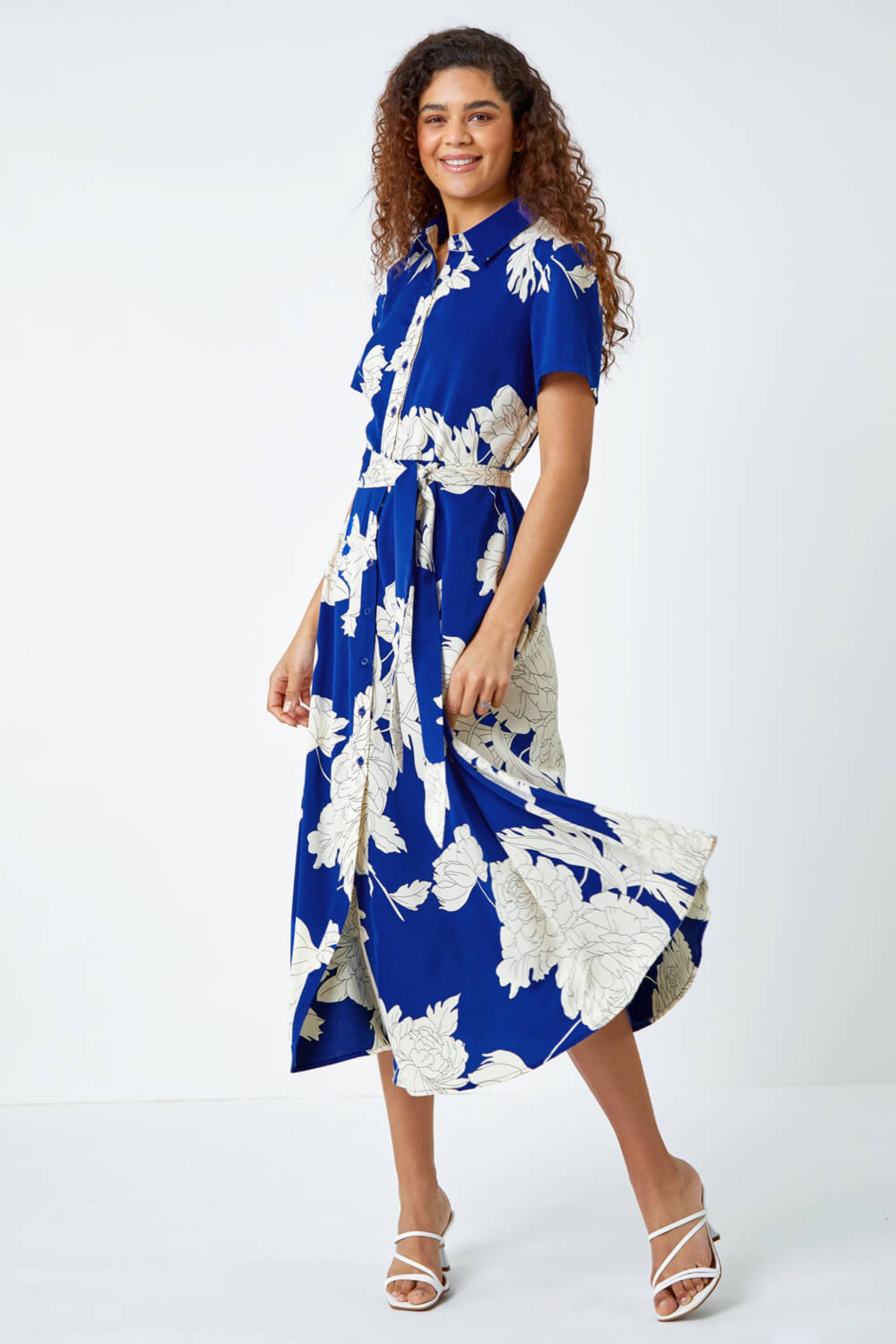 Buy Roman Blue Contrast Floral Print Shirt Dress from the Next UK online shop