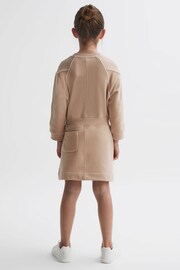 Reiss Camel Jona Junior Embroidered Jersey Dress - Image 4 of 5