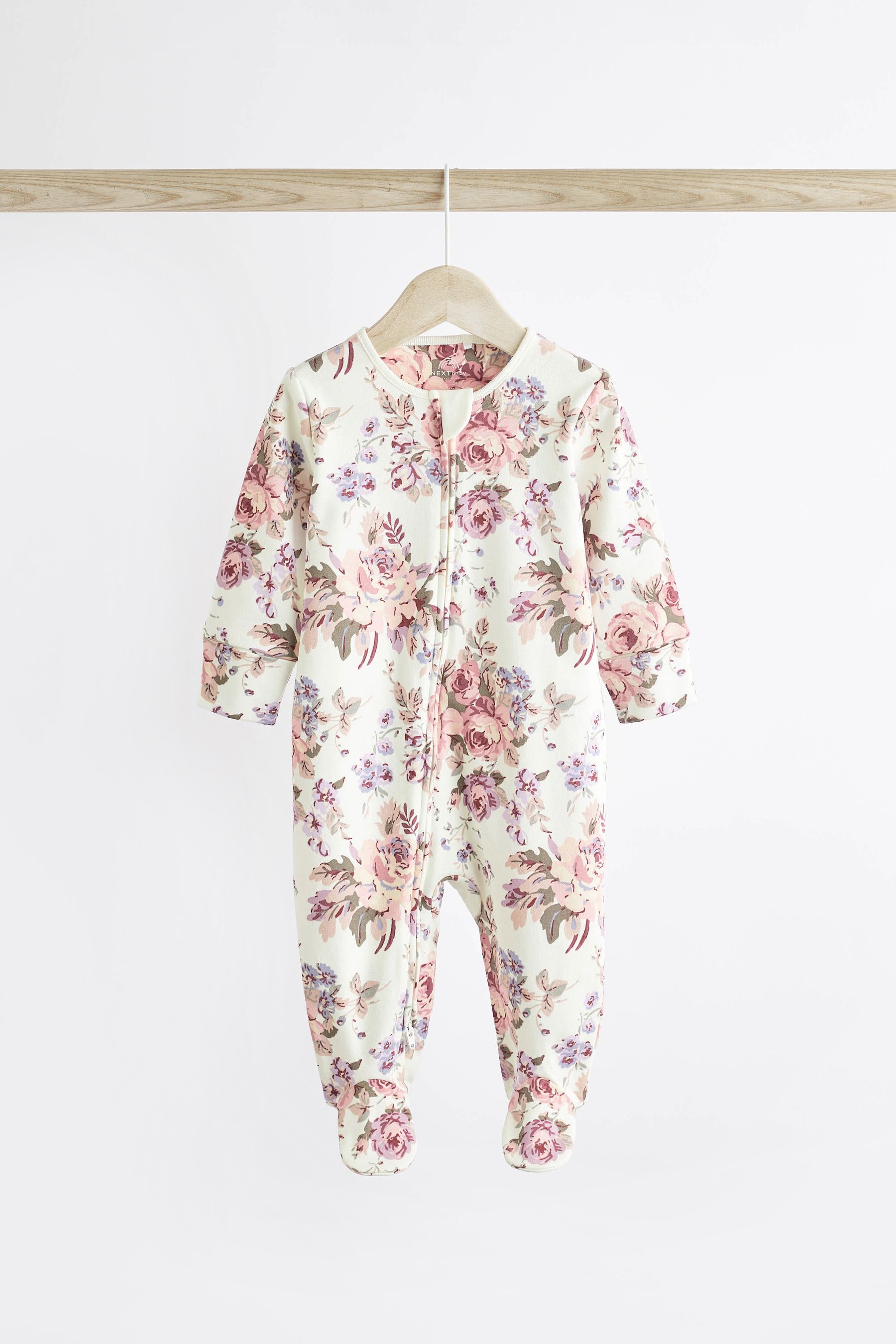 Floral Baby Two Way Zip Sleespuits 3 Pack 0 2yrs
