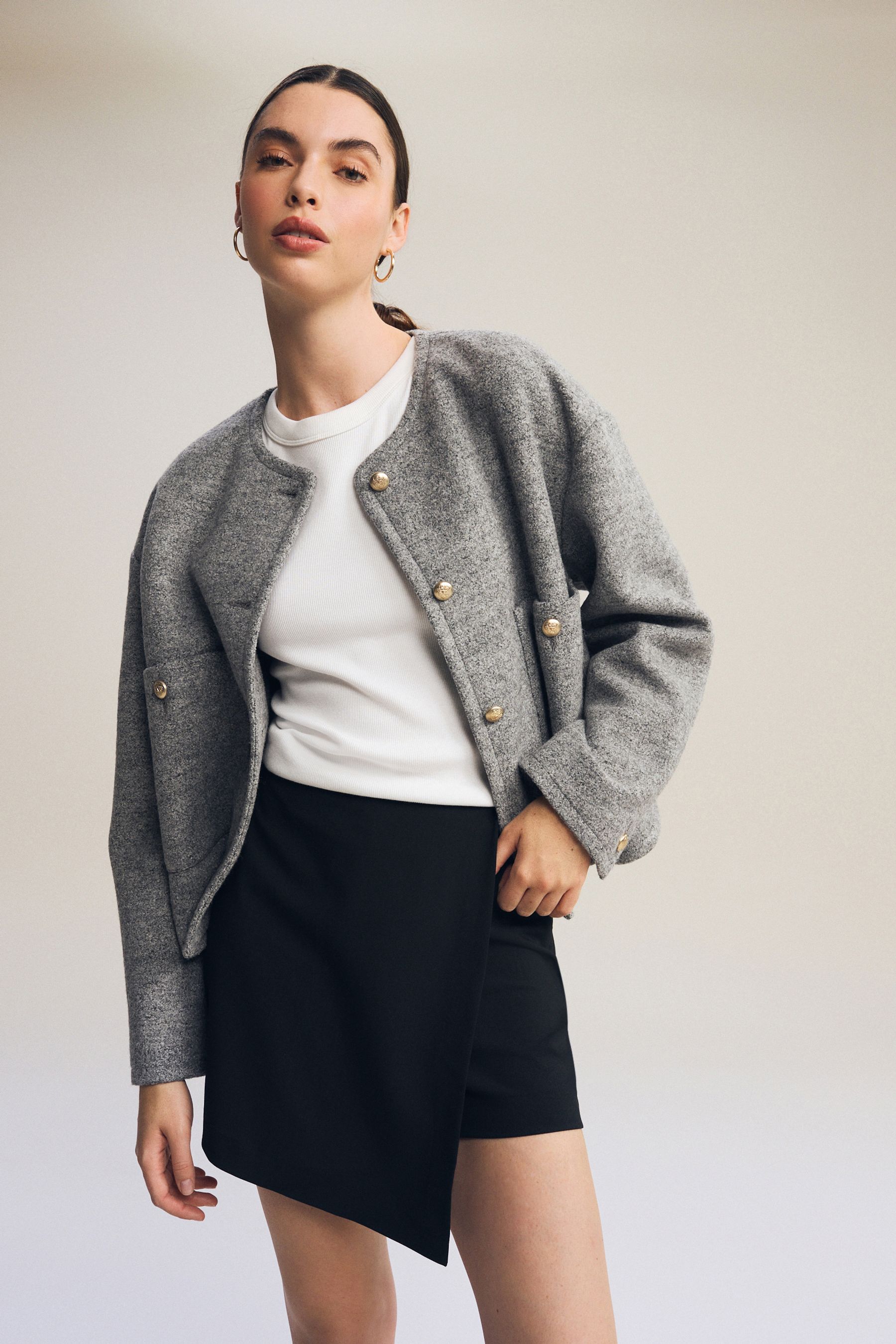Black Tailored Stretch Skort