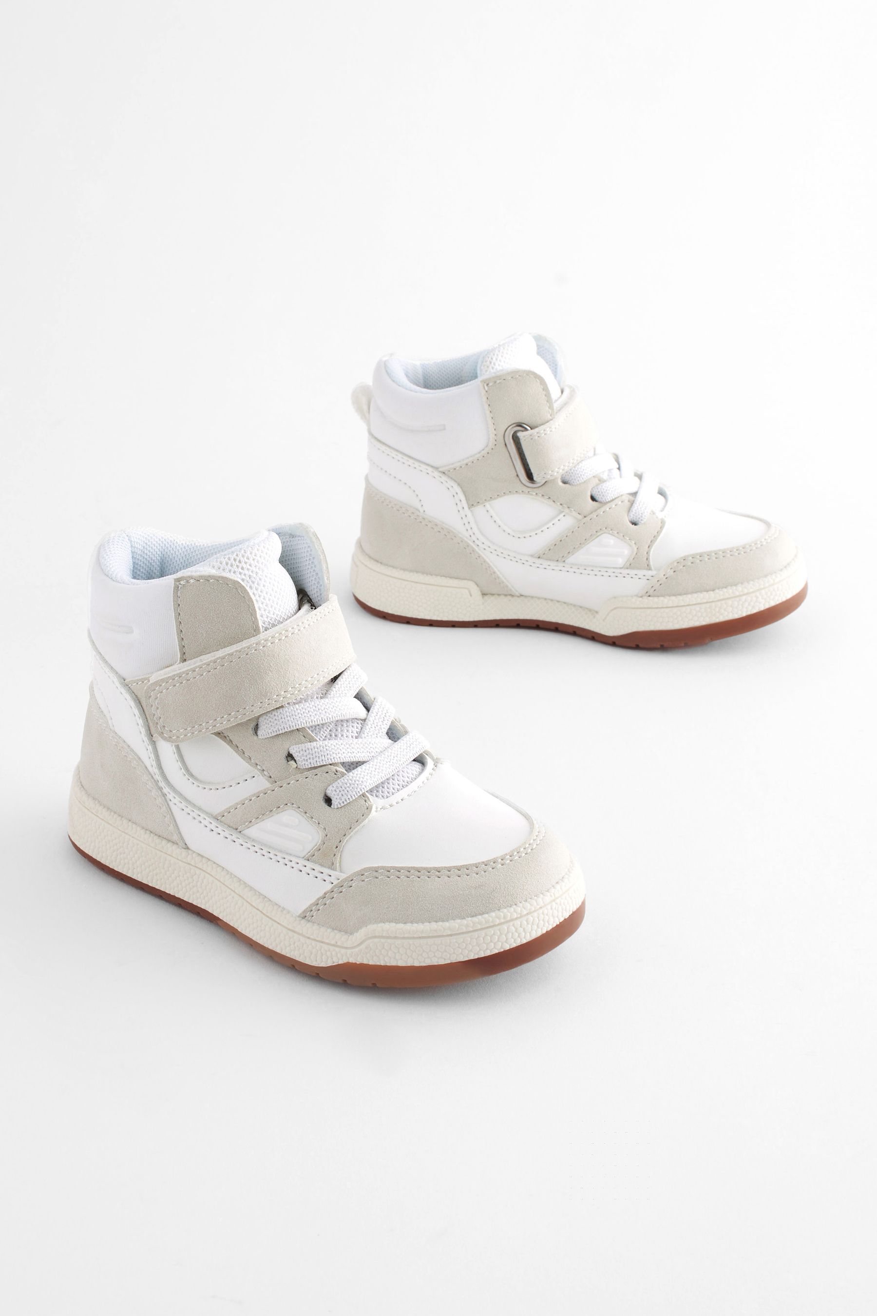 Buy Neutral Elastic Lace Touch Fastening High Top Trainers from Next Luxembourg
