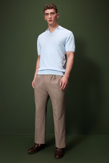 Light Blue Knitted Textured Trophy Polo