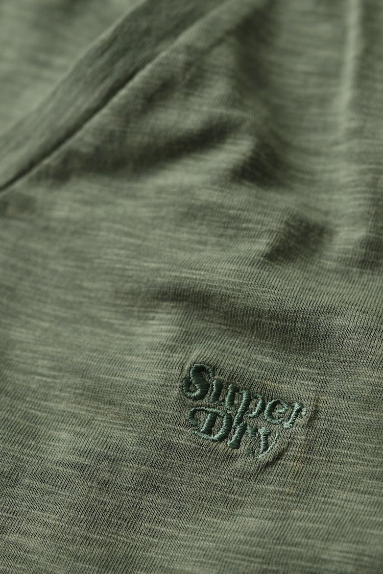 Superdry Olive Green Studios Embroidered 100% Cotton V-Neck T-Shirt - Image 8 of 8