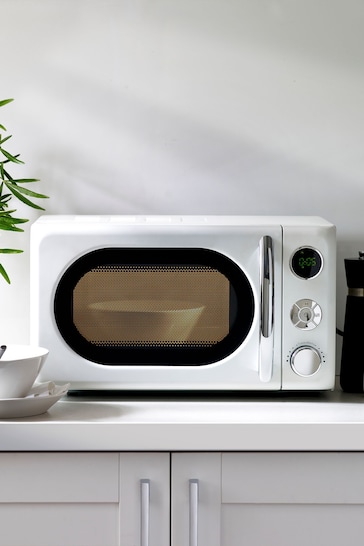 White Digital 800W 20L Microwave