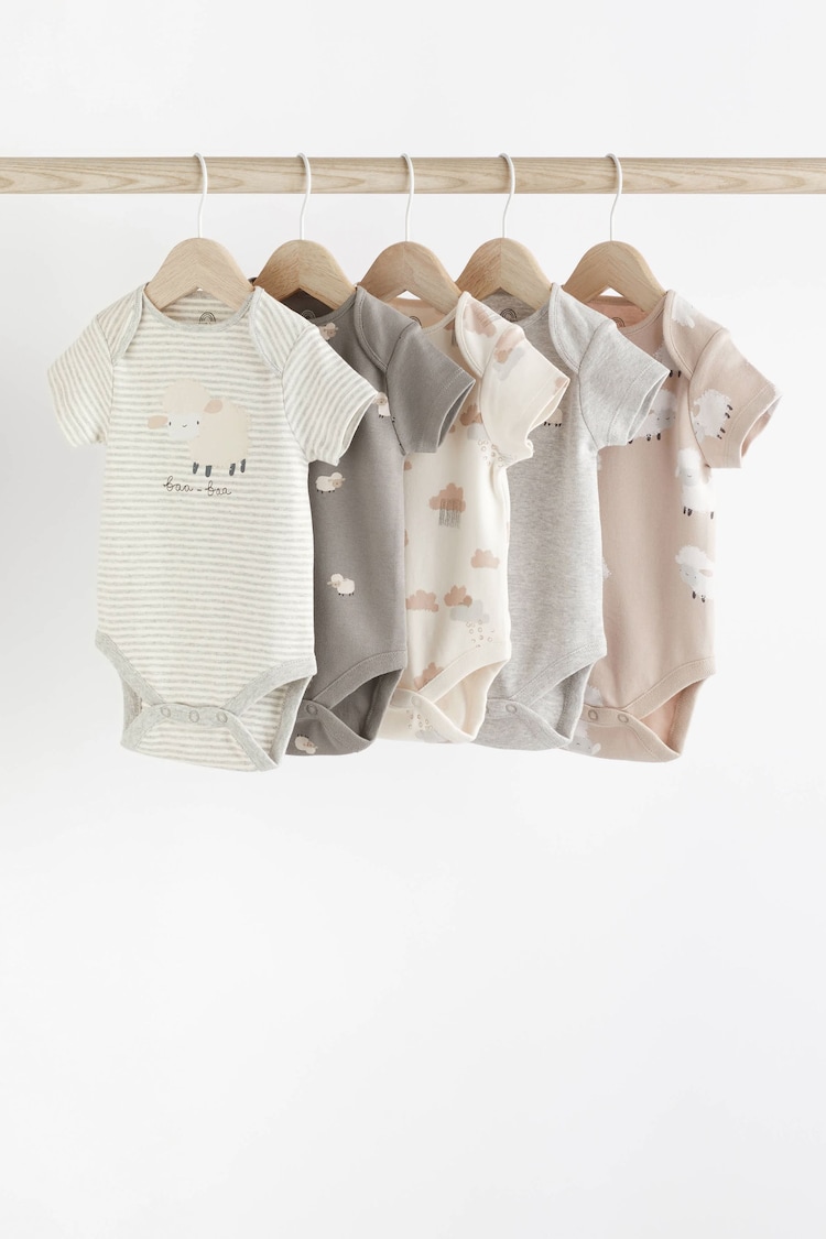 Grey Sheep Short Sleeve Baby Bodysuits 5 Pack - Image 1 of 6