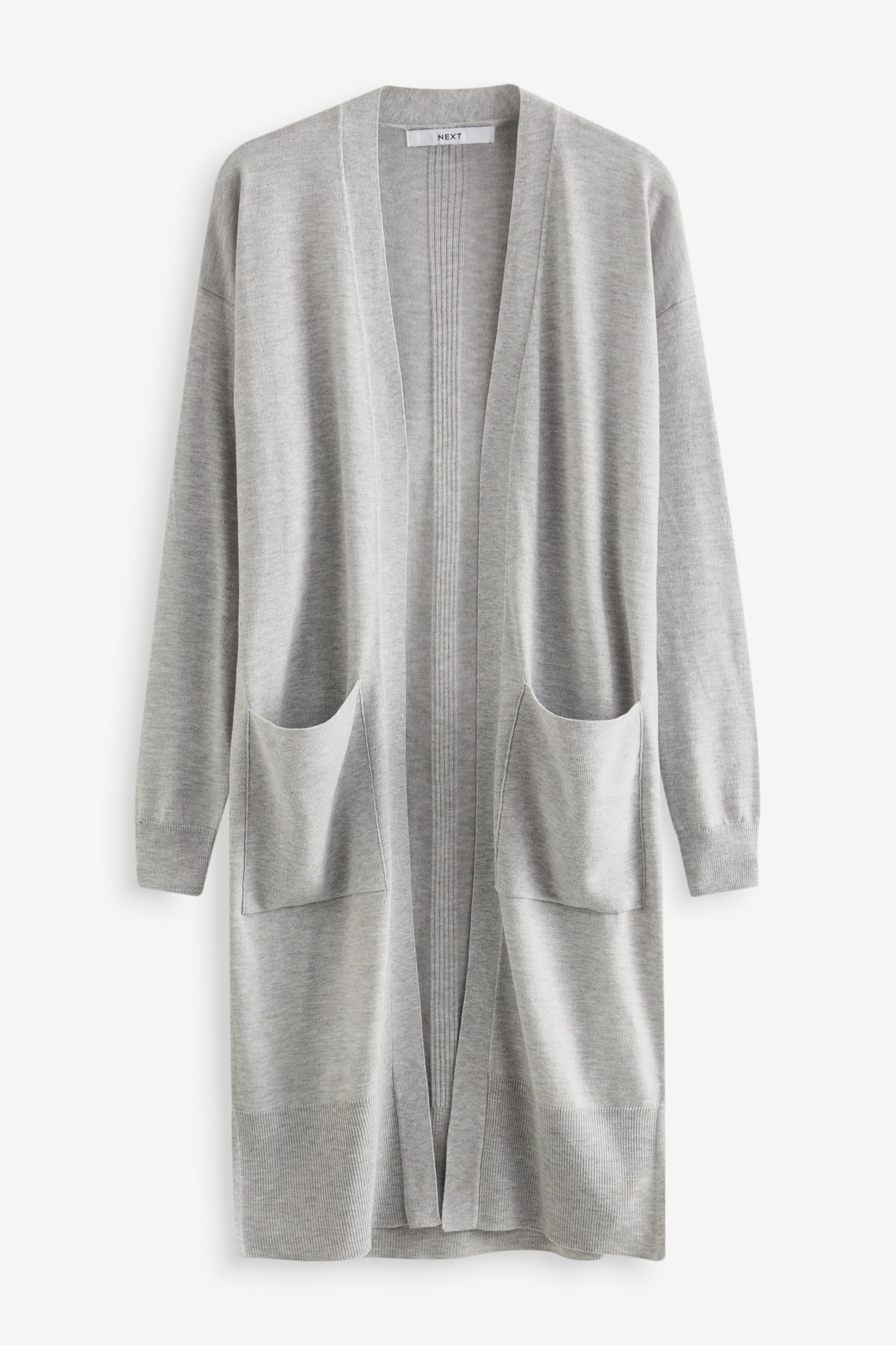 Buy Grey Melange Soft Touch Longline Knitted Cardigan from the Next UK online shop