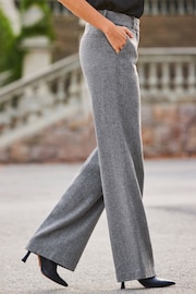 Sosandar Grey Wool Blend Wide Leg Trousers - Image 3 of 5