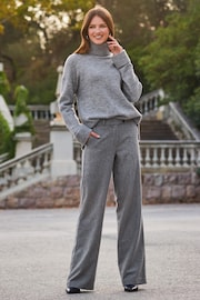 Sosandar Grey Wool Blend Wide Leg Trousers - Image 4 of 5