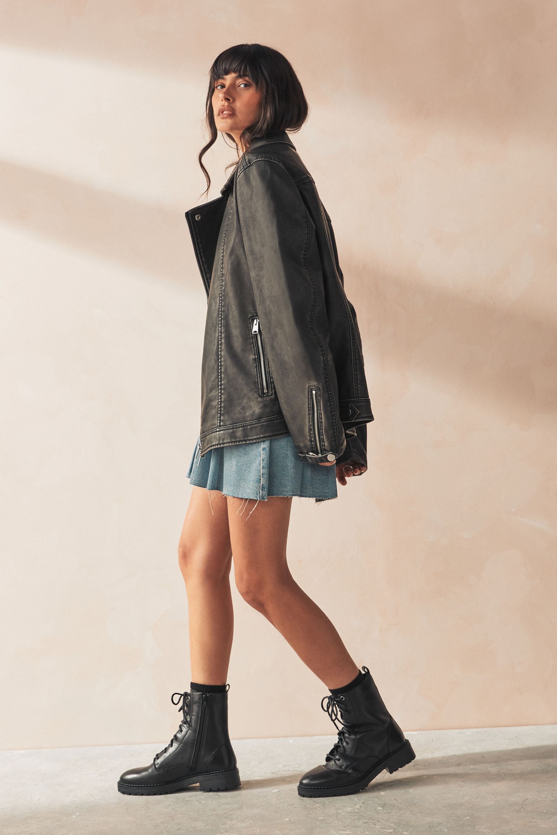 Buy Black Extra Wide Fit Forever Comfort Leather Lace Up Boots from the Next UK online shop