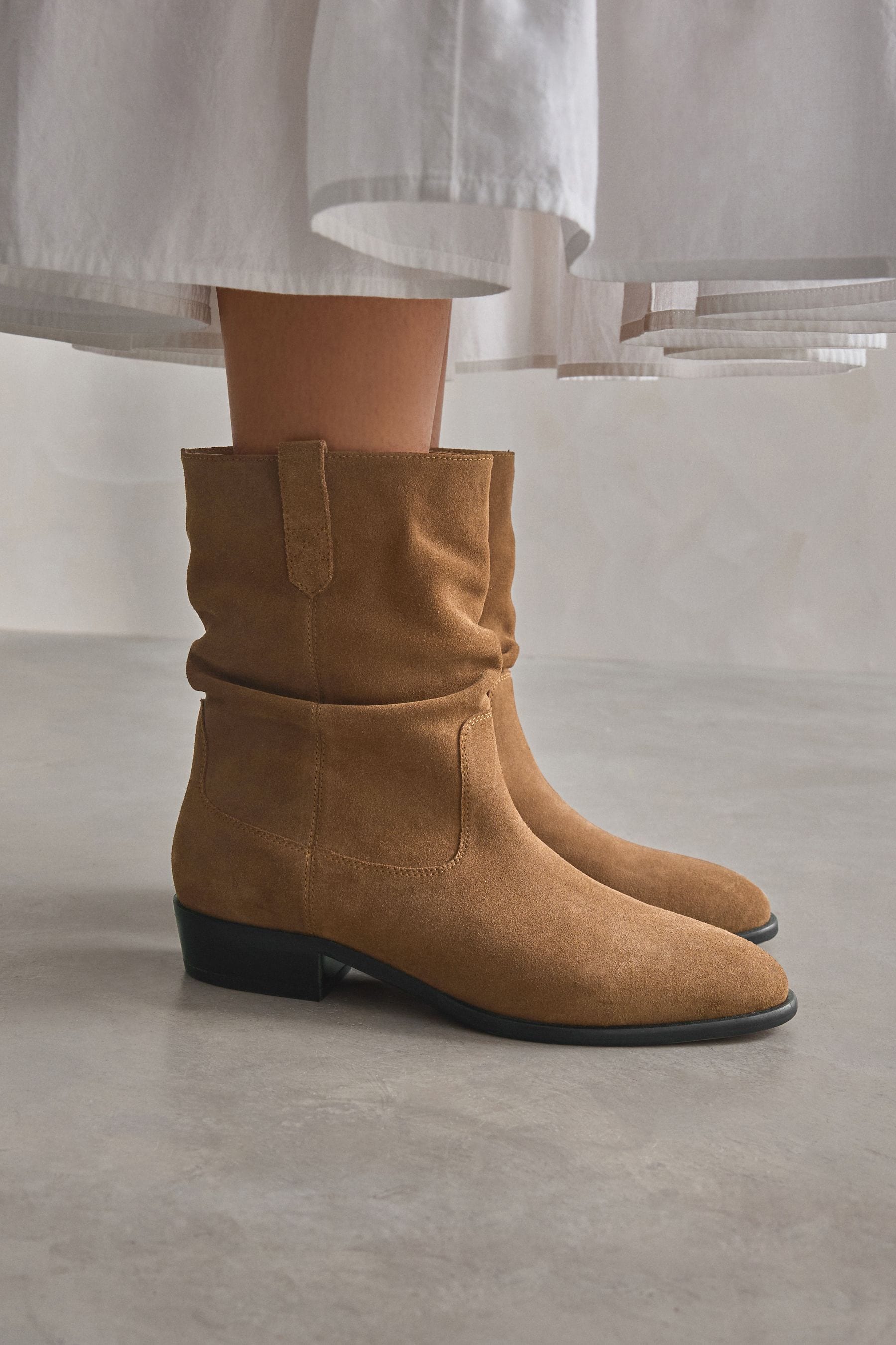 Buy Tan Brown Extra Wide Fit Forever Comfort Suede Slouch Ankle Boots from the Next UK online shop