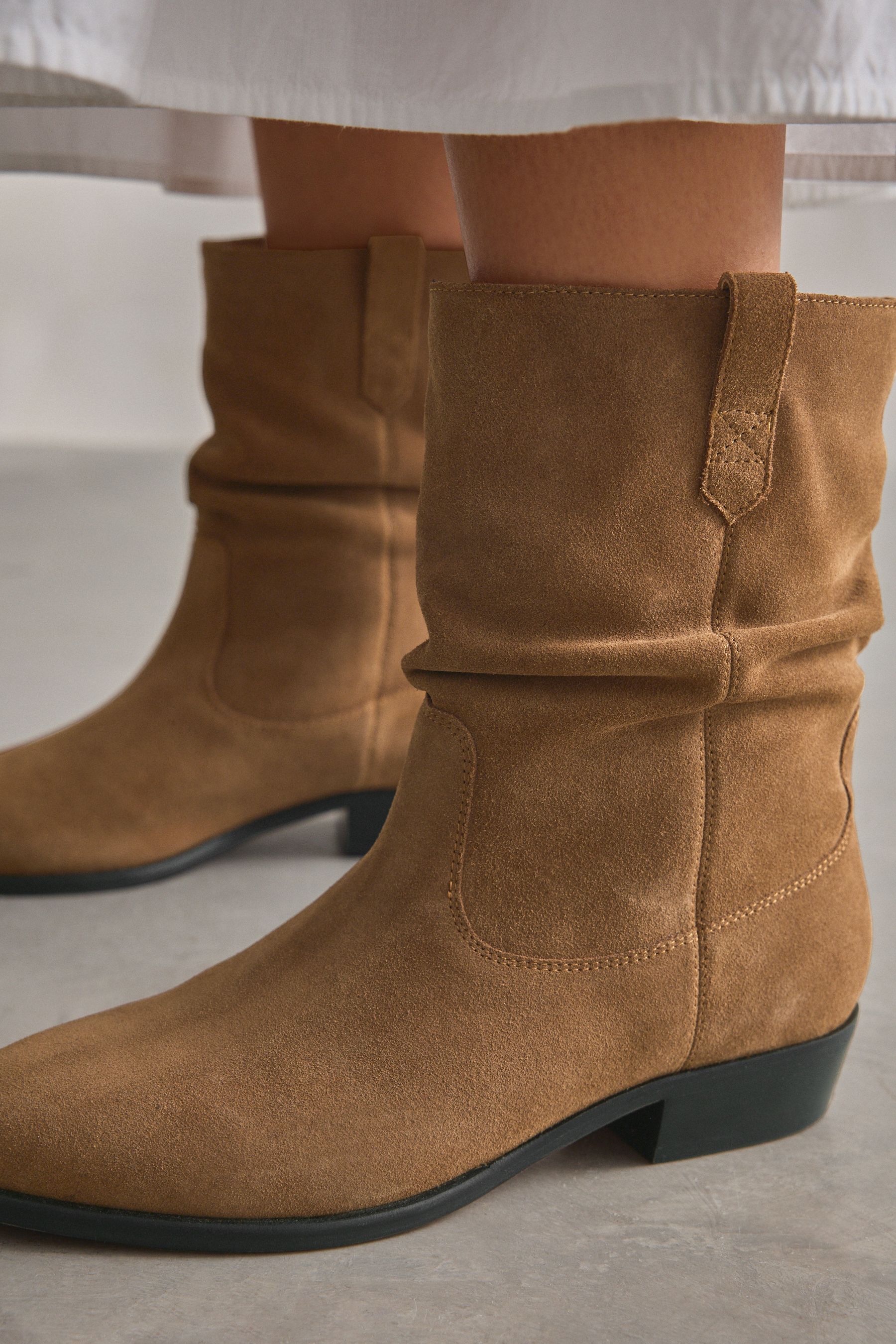 Suede slouch ankle boots on sale