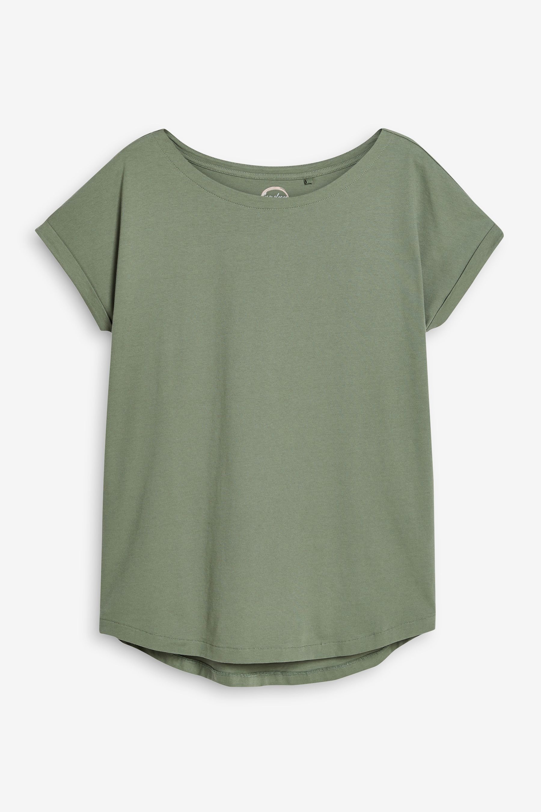 Buy Khaki Green Round Neck Cap Sleeve T Shirt from the Next UK