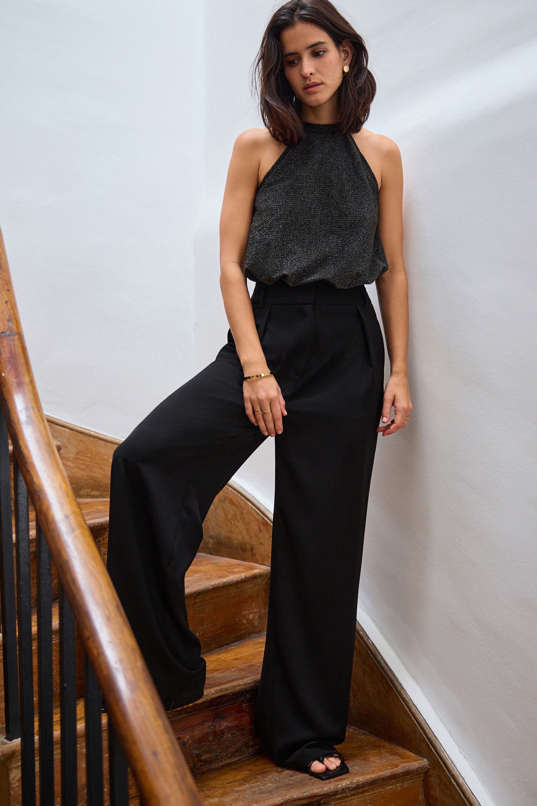 Black Sparkle Halter Neck Body