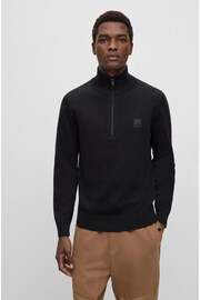 BOSS Black Zip Neck Cashmere Blend Knitted Jumper - Image 1 of 5