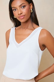 Lipsy Ivory White Chiffon Panel V Neck Camis - Image 4 of 4