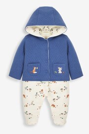 JoJo Maman Bébé Indigo 2-Piece Woodland Sleepsuit & Embroidered Pocket Jacket Set - Image 1 of 5