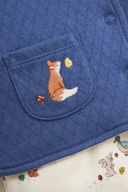 JoJo Maman Bébé Indigo 2-Piece Woodland Sleepsuit & Embroidered Pocket Jacket Set - Image 5 of 5