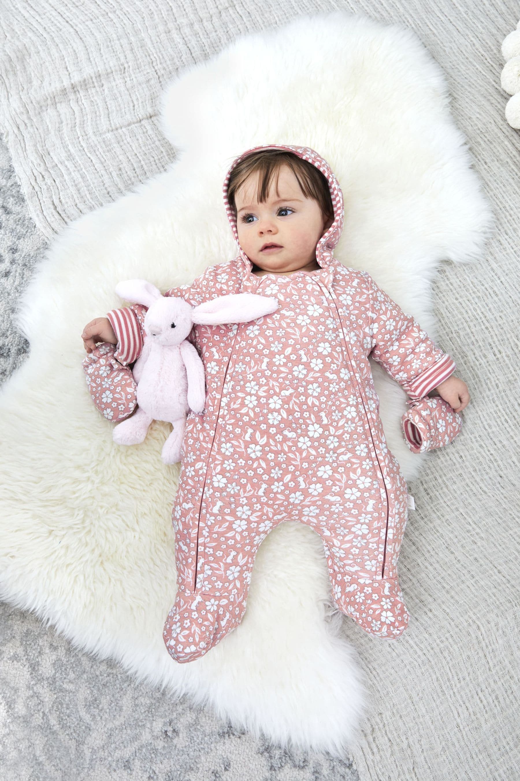 Buy JoJo Maman Bebe Pink Mouse Print Cosy Pramsuit from the Next UK online shop