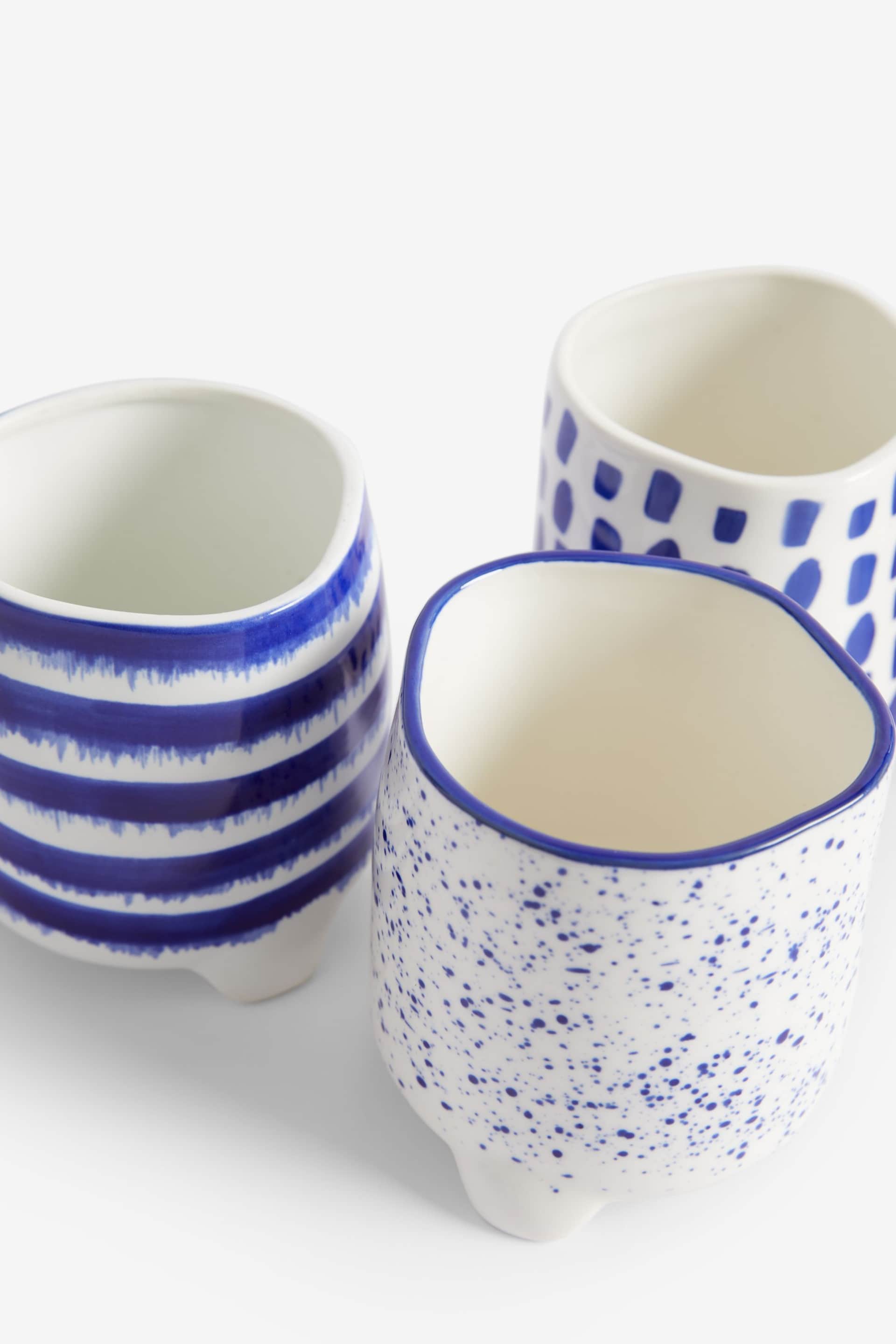 Set of 3 Blue Outdoor Ceramic Patterned Planter - Image 4 of 4