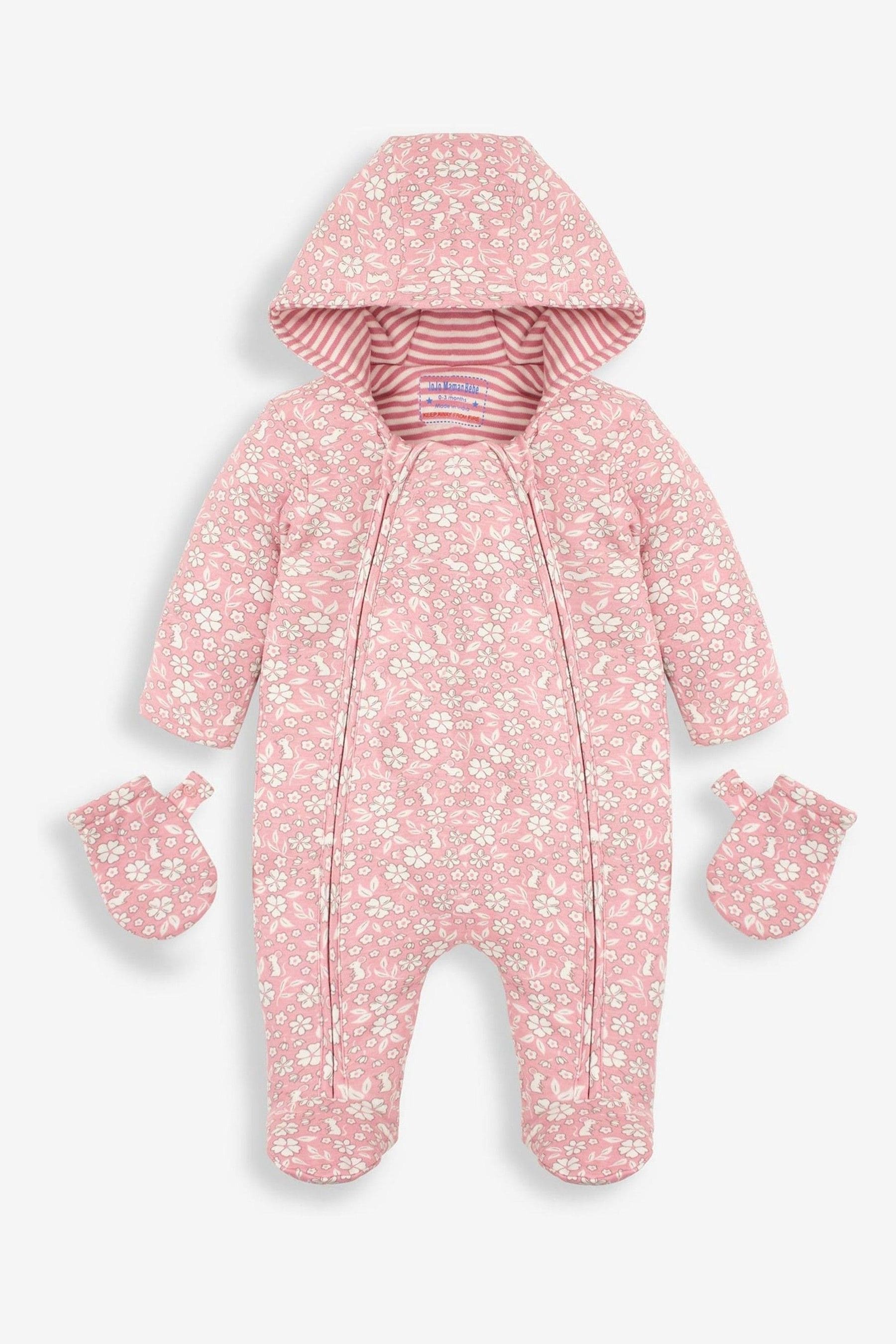 Buy JoJo Maman B b Pink Mouse Print Cosy Pramsuit from the Next