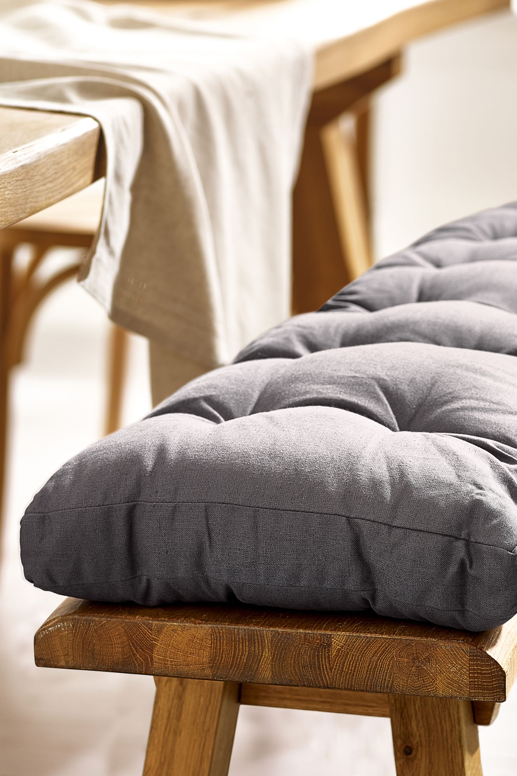 Buy Charcoal Grey Bench Cushion Cotton Linen Blend Dining Bench Cushion from the Next UK online shop
