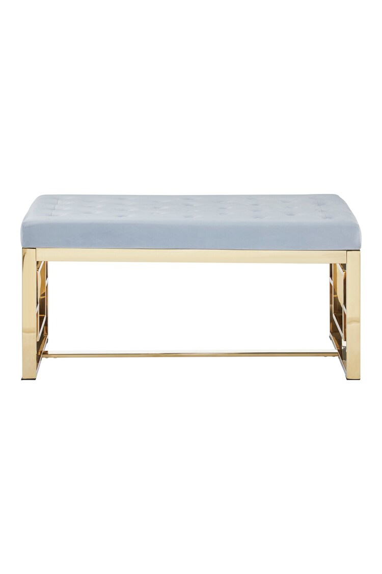 Fifty Five South Blue Allure Velvet Bench Side Table - Image 2 of 5